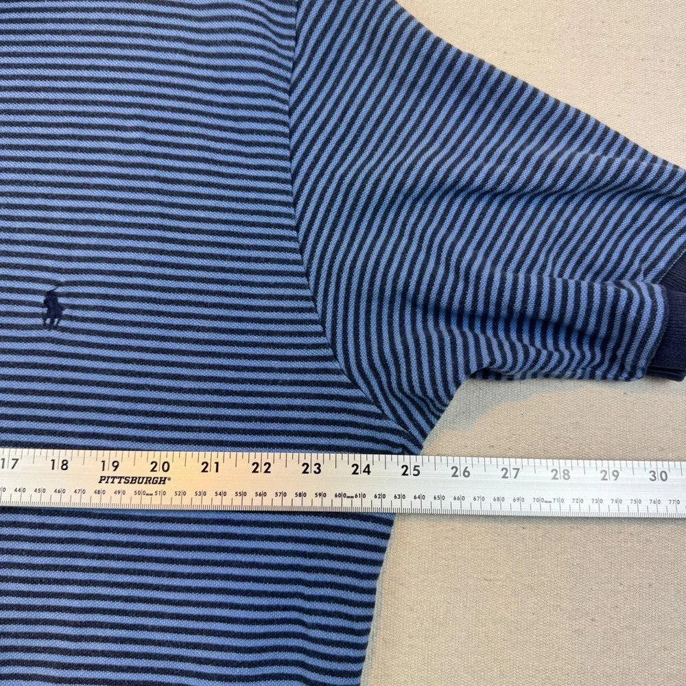 Polo Ralph Lauren XXL Polo Shirt Men Blue Striped Short Sleeve Cotton Pony Logo